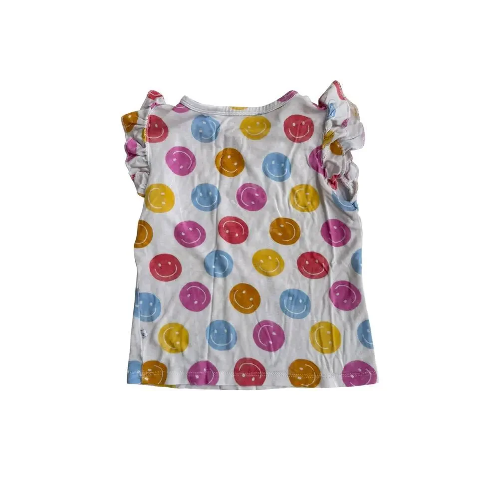 Little Pajama Co. Baby White Smiley Print Ruffle Top & Shorts Set Size 2T